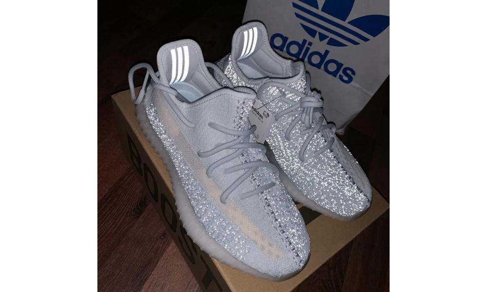 Reflective best sale yeezy white